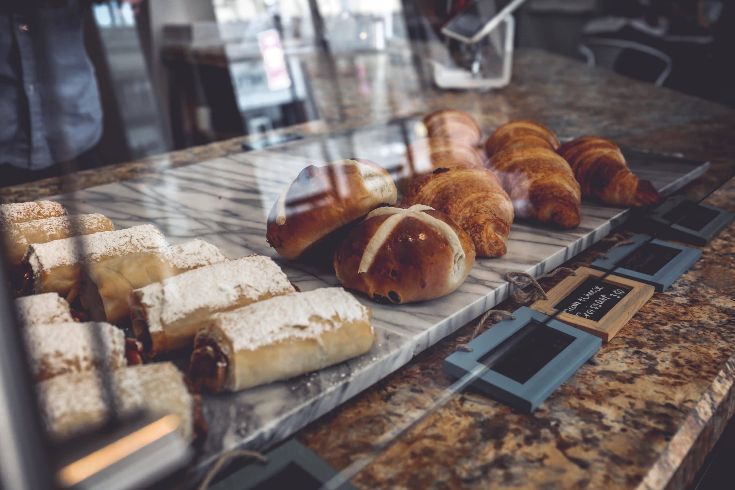 cakes in shop window